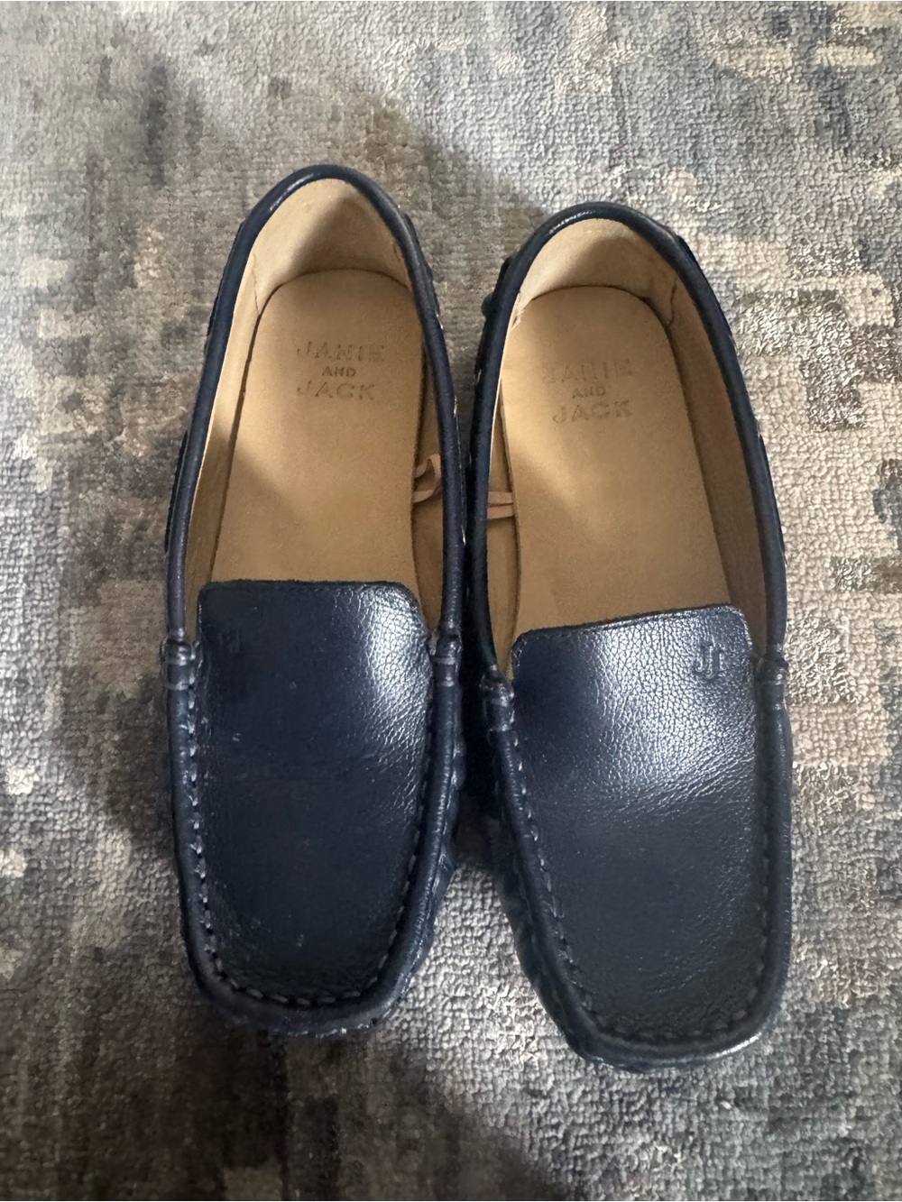 Janie and Jack Navy Leather Slip-On Loafers